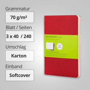 Produktbild für Notizbuch Moleskine Cahier Large, Notizhefte, Karton Softcover