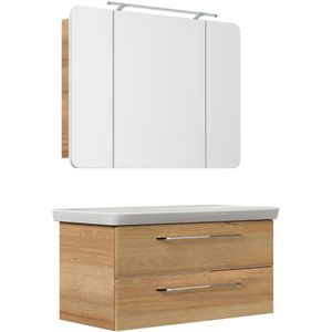 Waschtisch Fackelmann Milano, mit Spiegelschrank, asteiche