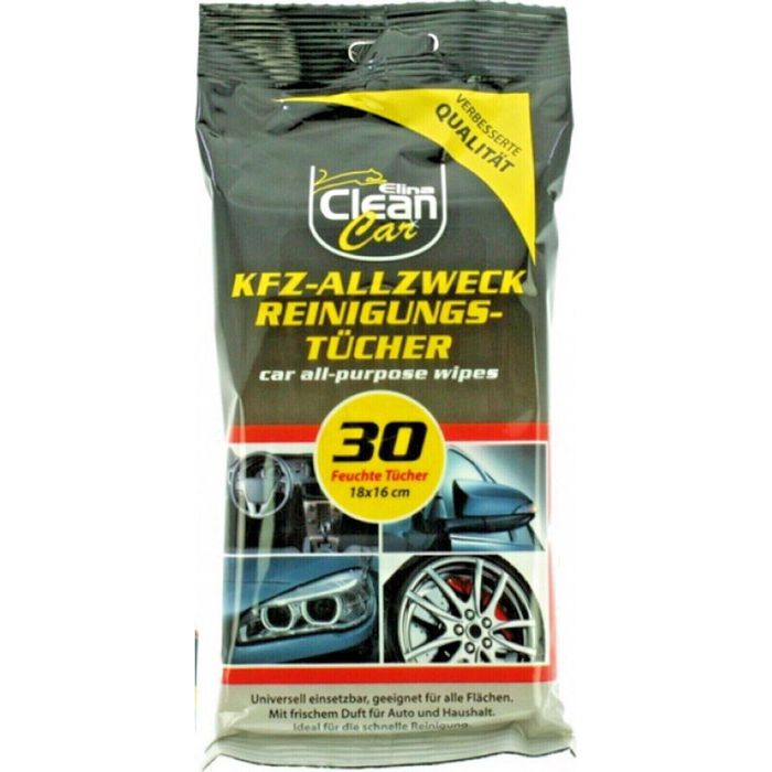 Elina-Clean Reinigungstücher Car, KFZ, feucht, für alle Kfz-Oberflächen, im Softpack, 30 Tücher – Böttcher AG