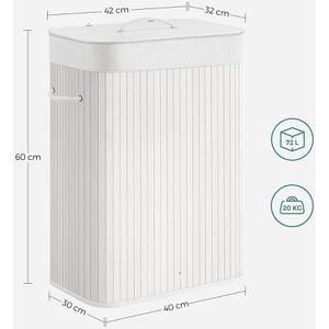 Produktbild für Wäschekorb Songmics LCB010W01, weiß, mit Deckel