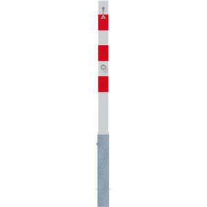 Produktbild für Absperrpfosten Schake 470FZB+2, 2 Ösen, rot/weiß, aus Metall