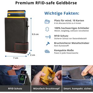 Produktbild für Kreditkartenetui SecWal Echt Leder, schwarz/rot, für 10 Karten