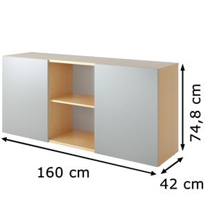 Produktbild für Sideboard Hammerbacher 1780, aus Holz, silber / ahorn