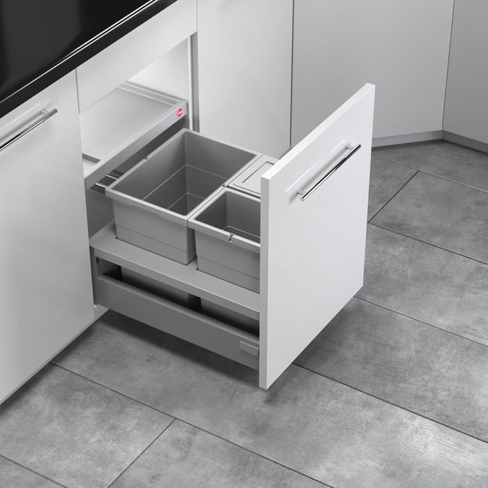 Hailo Einbaumülleimer AS Separato K450, 3620461, ab 45cm Schrankbreite, Kunststoff, 18 & 2x 8 Liter – Böttcher AG