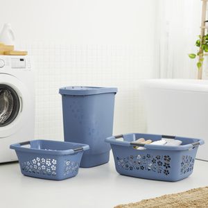 Produktbild für Wäschekorb Rotho Flowers, blau, mit 4 Griffen