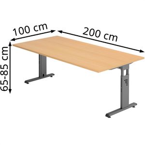 Produktbild für Schreibtisch Hammerbacher O-Serie, buche / graphit