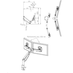 Produktbild für Monitorhalterung Novus Clu Plus X2, VESA 75x75 &amp; 100x100 mm