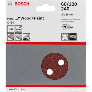 Produktbild für Schleifpapier Bosch C430 Wood and Paint, Körnung 60-240, Set