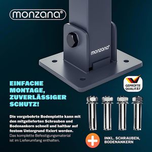 Produktbild für Absperrpfosten Monzana 105573, grau, aus Metall