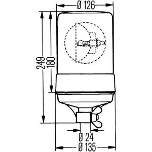 Produktbild für Warnleuchte Hella 2RL 004 957-111, orange, 360° Halogenleuchte