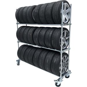 Produktbild für Reifenwagen Bertele Profi, aus Metall, silber, für 24 Reifen