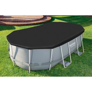 Produktbild für Poolabdeckung Bestway 58425, aus PE, schwarz, mit Spannseil