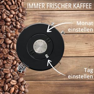 Produktbild für Kaffeedose Böttcher-AG Premium, aus Edelstahl, mit Datumsrad