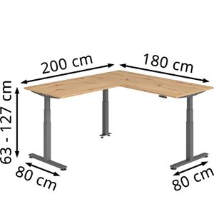 Produktbild für Schreibtisch Hammerbacher XDSMW, asteiche / graphit