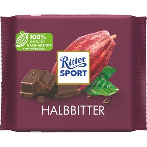 Ritter-Sport Tafelschokolade Halbbitter 50%, 100g