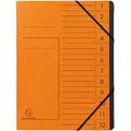 Ordnungsmappe Exacompta 541204E, A4 aus Karton, orange, 12 Fächer