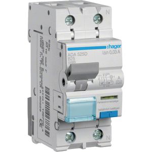 Produktbild für FI-LS-Schalter Hager ADA525D, 230 V / 400 V, 10 kA, 1-polig+N