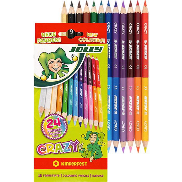 Jolly Buntstifte Supersticks Crazy 3000-0503 farbig sortiert zweifarbig - 24 Farben 12 Stück
