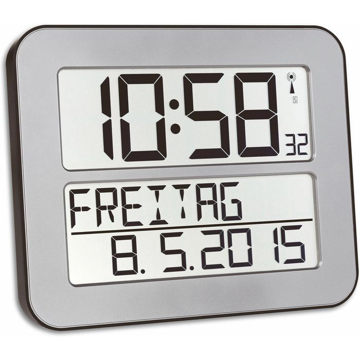 Demenz Wanduhr Wochentag Ausgeschrieben Große Digitale Wanduhr TFA Dostmann  Timeline Max Funk-Wanduhr