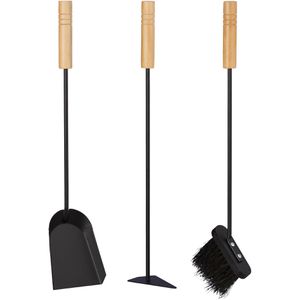 Produktbild für Kaminbesteck Relaxdays 10028780 aus Metall, schwarz, 4-teilig