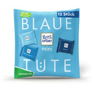 Ritter-Sport Minischokolade Mini Blaue Tüte, 3 Sorten, 12 Stück, 200g