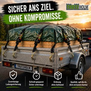 Produktbild für Spanngurt Trutzholm schwarz, mit Spitzhaken &amp; Ratsche