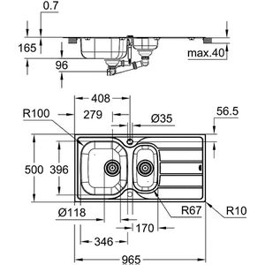 Produktbild für Spülbecken GROHE K200 31564SD1, Doppelbecken, Edelstahl