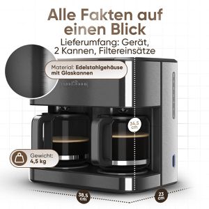 Produktbild für Kaffeemaschine Proficook PC-KAD 1308, mit 2 Glaskannen