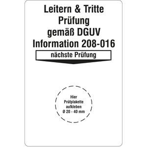 Grundplaketten Böttcher-AG GP20-R, nächste Prüfung gemäß DGUV