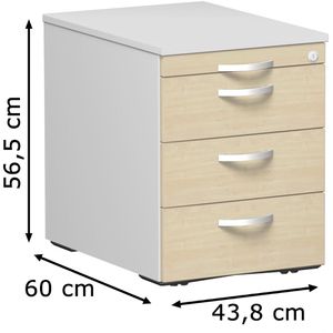 Produktbild für Rollcontainer Geramöbel Flex, aus Holz, ahorn / lichtgrau