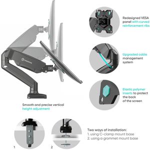 Produktbild für Monitorhalterung Onkron G80-B, VESA 75x75 &amp; 100x100 mm