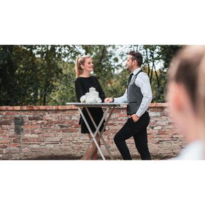 Produktbild für Stehtisch RUKU1952 weiß marmoriert Ø 80 cm, klappbar