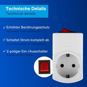 Produktbild für Steckdosenadapter REV-Ritter 0512085777, weiß, mit Schalter