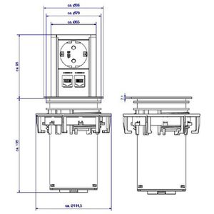 Produktbild für Einbausteckdose Bachmann Elevator, mit 0,5 m Kabel, versenkbar