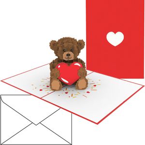 papercrush Grußkarten Teddybär mit Herz, 120 x 175mm, Pop-Up Karte, mit Umschlag