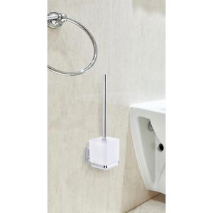 Wenko WC-Bürste Vacuum-Loc – zur weiß, Böttcher aus Wandmontage Bürstenhalter Edelstahl, Quadro, AG