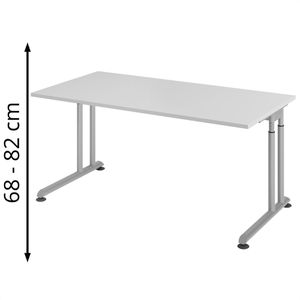 Produktbild für Schreibtisch Hammerbacher Z-Serie, lichtgrau / silber