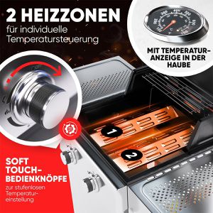 Produktbild für Gasgrill Proficook PC-GG 1309, silber, 2 Brenner