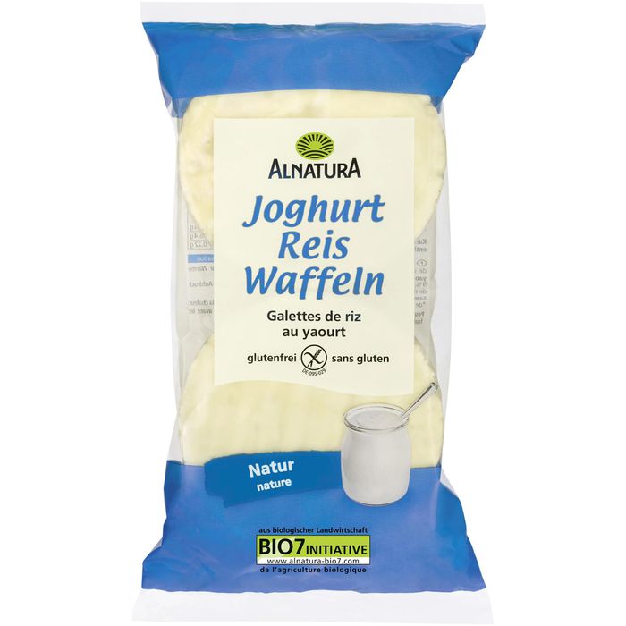 Alnatura Reiswaffeln Joghurt, BIO, gepuffter Reis mit Joghurtüberzug, 100g  – Böttcher AG