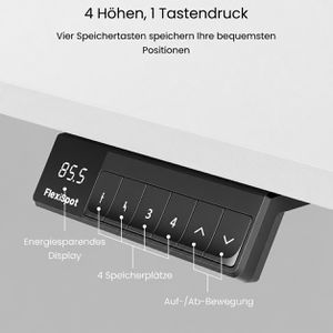 Produktbild für Schreibtisch FlexiSpot E5B, weiß / schwarz