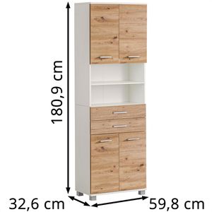 Produktbild für Badschrank Schildmeyer Palermo 701746, 4 Füßen, eiche / weiß