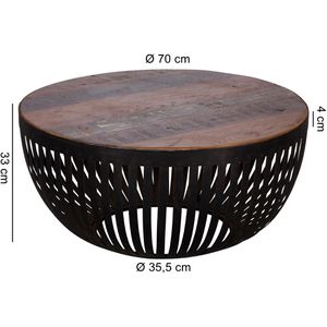 Produktbild für Couchtisch Wohnling Nisha, WL5.547, aus Holz / Metall, braun