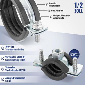 Produktbild für Rohrschelle Poppstar 1011145, Schraubrohrschelle, Set