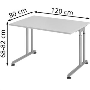 Produktbild für Schreibtisch Hammerbacher Z-Serie, lichtgrau / silber
