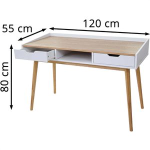 Produktbild für Schreibtisch Mendler HWC-A70, braun / weiß