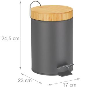 Produktbild für Mülleimer Relaxdays Bambus, grau