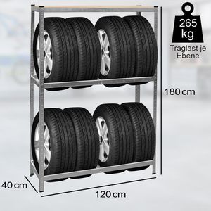 Produktbild für Reifenregal Monzana 104365, silber, für 8 Reifen