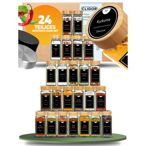 Produktbild für Gewürzgläser Clidor aus Glas, mit Bambusdeckel