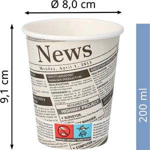 Produktbild für Trinkbecher Papstar 86809 Newsprint, farbig