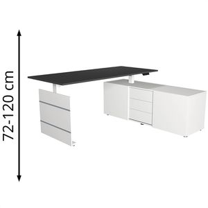 Schreibtisch Kerkmann Move 3, 3848, anthrazit, mit Sideboard